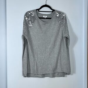 Crown&Ivy Knit Gray Sequin Top